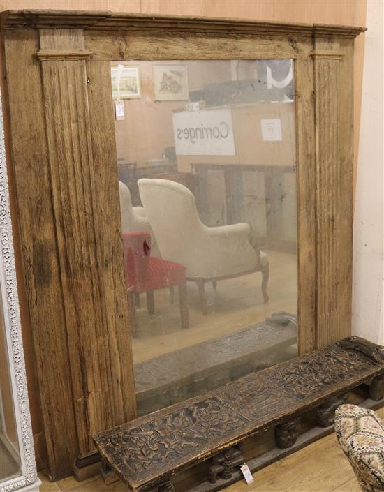 An oak framed rustic mirror W.168cm